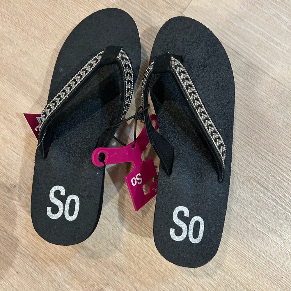 Flip Flops Black SO with Woven Straps